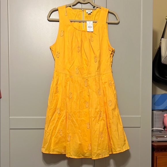 J. Crew Yellow Sleeveless Dress with Pineapple Embroidery - Picture 3 of 7